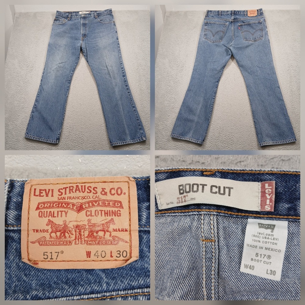 Levi's 517 Bootcut Jeans Men's W40 L30 Blue Denim Classic Fit